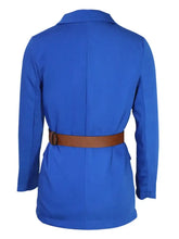 Buttoned Lapel Collar Long Sleeve Blazer Woman Outerwear
