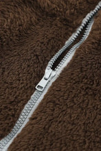 Color Block Half Zip Long Sleeve Fuzzy Sweatshirt Woman Sweatshirts