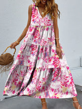 Floral Tiered Maxi Tank Dress Fuchsia Pink Woman Maxi Dress