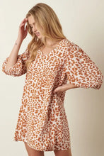 Mittoshop Animal Print Puff Sleeve Mini Dress Casual Dresses