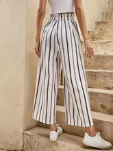 Tied Striped Wide Leg Pants