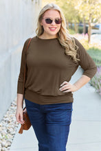 Basic Bae Full Size Round Neck Batwing Sleeve Top Woman Blouses
