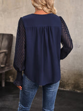 Perfee V-Neck Long Mesh Sleeve Top Woman Blouses