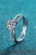 1 Carat Moissanite Crisscross Split Shank Ring Silver