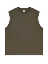 Men's Solid Color Round Neck Tank Olive Brown