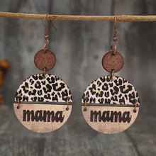 Wooden Leopard Round Shape Earrings Khaki One Size