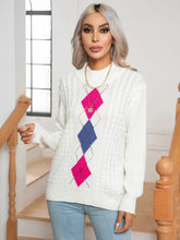 Openwork Geometric Mock Neck Sweater Sweater Pullovers
