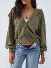 Devine Drawstring Zip Up Long Sleeve Hoodie Woman Sweatshirts
