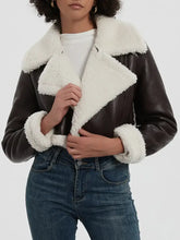 Collared Neck Long Sleeve Plush Cropped Jacket Woman Outerwear