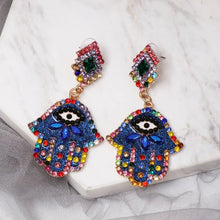 Alloy & Rhinestone Earrings Royal Blue One Size