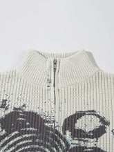 Men's Oversized Graffiti Zip Up Knit Cardigan Cardigans