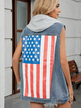 US Flag Button Up Denim Jacket