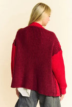 Davi & Dani Cable-Knit Color Block Open Front Cardigan Woman Outerwear