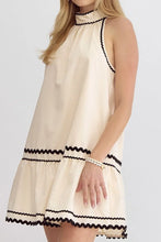 Stripe Ric Rac Trim Sleeveless Mini Dress