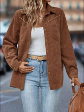 Button Down Long Sleeve Shacket Brown