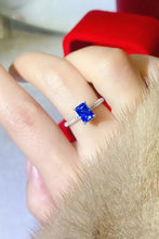 1 Carat Moissanite 925 Sterling Silver Rectangle Ring in Blue Blue Rings