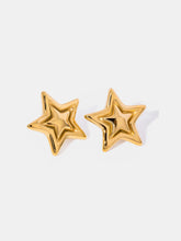 Stainless Steel Star Stud Earrings Gold One Size