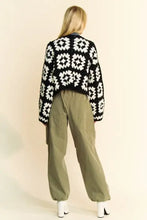 Davi & Dani Full Size Two Tone Flower Square Crochet Open Front Cardigan Woman Outerwear