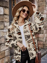 Geometric Zip Up Long Sleeve Outerwear Woman Outerwear