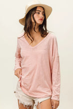 BiBi Exposed Seam V-Neck Long Sleeve T-Shirt Woman T Shirts