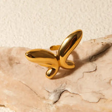 18K Gold-Plated Stainless Steel Butterfly Ring Rings