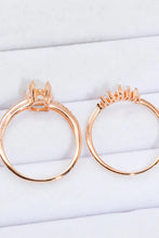 Natural Moonstone and Zircon 18K Rose Gold-Plated Two-Piece Ring Set Rings