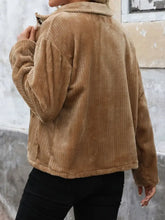 Perfee Pocketed Zip Up Collared Neck Long Sleeve Jacket Woman Outerwear