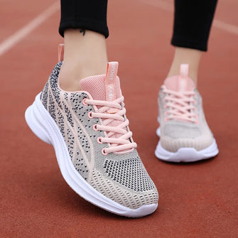 Breathable Mesh Lace Up Athletic Pale Blush
