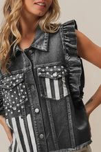 BiBi American Flag Washed Denim Jacket Woman Outerwear