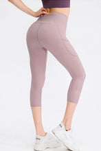 Wide Waistband Cropped Active Leggings with Pockets Woman Leggings