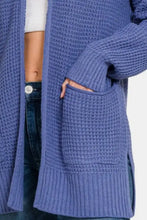Zenana Waffle Open Front Sweater Cardigan Woman Outerwear