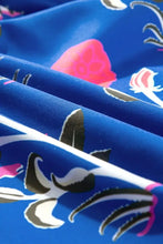 Floral Puff Short Sleeve Notched High Waist Dress Casual Dresses