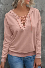Lace Up Long Sleeve Hoodie Woman Sweatshirts