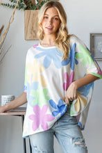 HOPELY Floral Round Neck Waffle T-Shirt Woman T Shirts