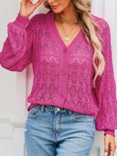Buttoned Front Openwork Cardigan