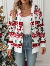 Drawstring Christmas Element Zip Up Hooded Jacket Woman Outerwear