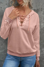 Lace Up Long Sleeve Hoodie Woman Sweatshirts