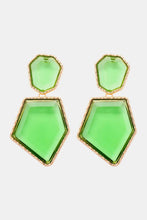 Geometrical Shape Zinc Alloy Frame Resin Dangle Earrings Neon Green One Size Earrings