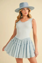 Aemi+Co Frill Sleeveless Drop Waist Mini Dress SKY Casual Dresses
