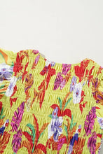 Cheetah Plant Print Shirred Button V Neck Maxi Dress Woman Maxi Dress