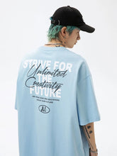 Men's Plus Size Letter Graphic Round Neck Half Sleeve T-Shirt Light Blue