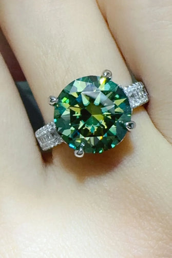 5 Carat Moissanite 925 Sterling Silver Ring Dark Green