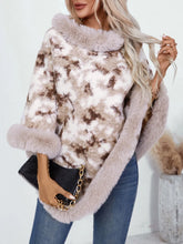 Furry Contrast Three-Quarter Poncho Dust Storm One Size
