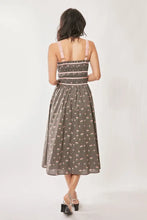 Davi & Dani Contrast Velvet Tape Smocking Bodice Midi Dress Woman Casual Dress