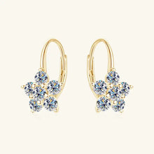 18k gold-plated sterling silver moissanite flower huggie earrings