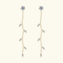 1.38 carat moissanite 925 sterling silver leaf dangle earrings with CZ stones