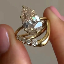 1.5 Carat Moissanite Teardrop Ring 2pcs Set Fine Jewelry