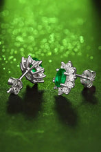1 Carat Lab-Grown Emerald Stud Earrings with Oval Halo Design