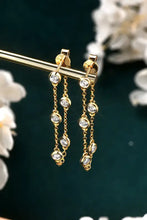 1 Carat Moissanite Sterling Silver Chain Earrings with Gold Dangles
