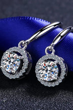 1 Carat Moissanite Sterling Silver Drop Earrings with Diamond Halo